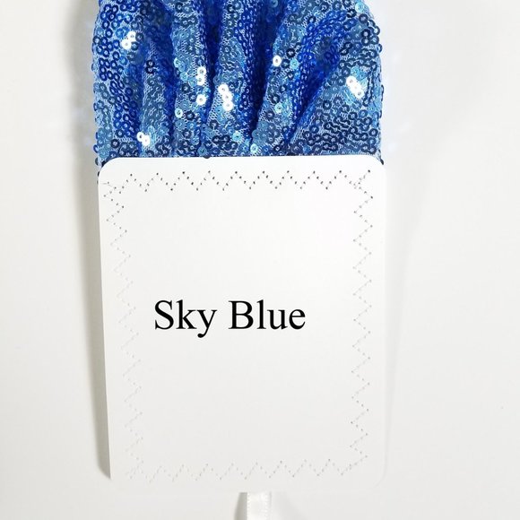 Men's Sequin Pre-Folded Pocket Square Insert - Sky Blue Fan Design - Picture 7 of 8